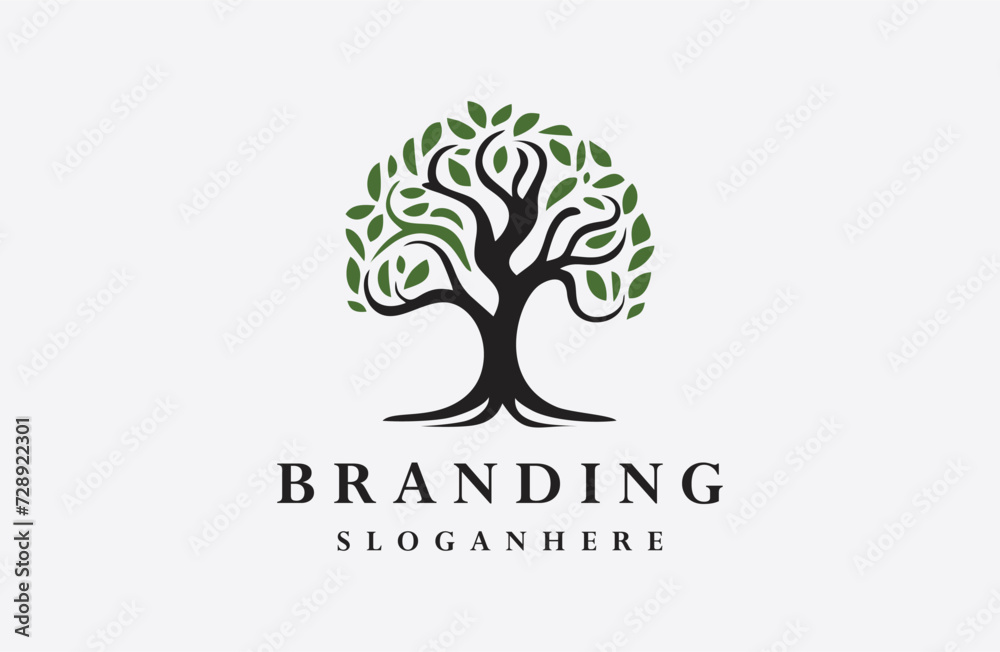 Obraz premium Tree logo style icon design template flat vector