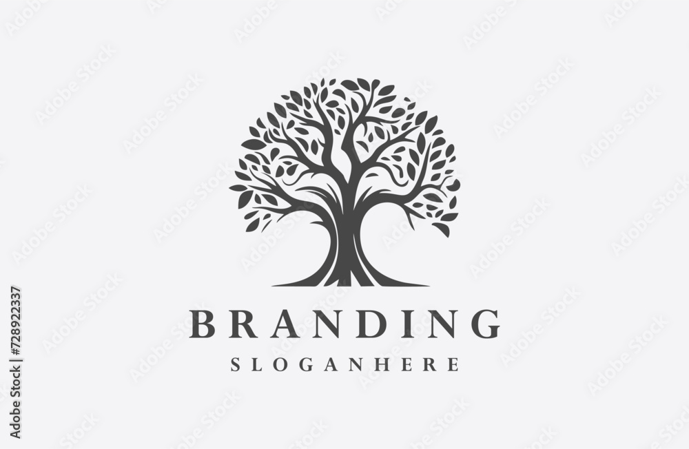Obraz premium Tree logo style icon design template flat vector