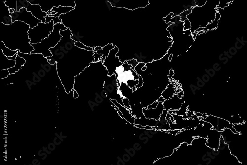 Thailand map Asia black background