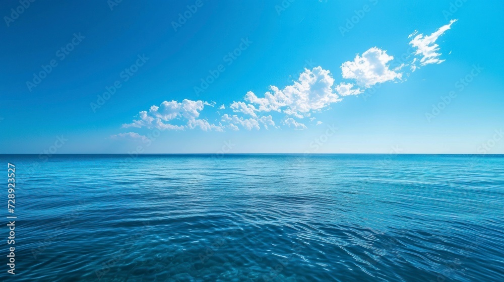 Obraz premium beautiful blue ocean in the middle of the sea with a beautiful blue sky, calm sea in high resolution and quality