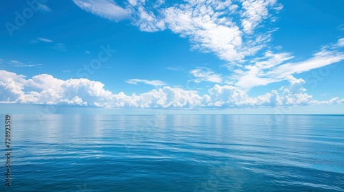 beautiful blue ocean in the middle of the sea with a beautiful blue sky, calm sea in high resolution and high quality. concept sea, ocean, peace, lake, pacific ocean © Marco