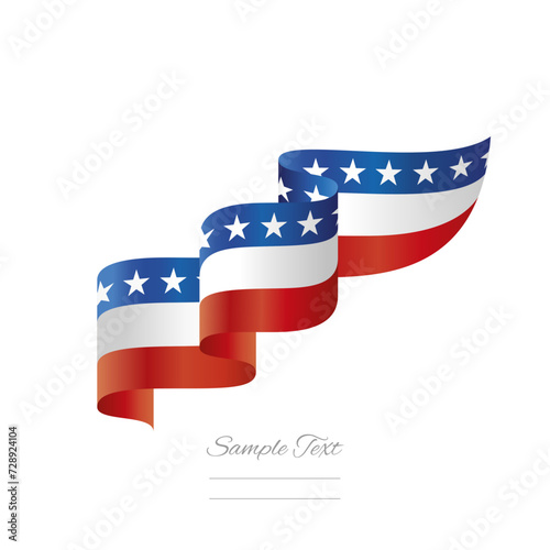 USA blue white red wavy flag ribbon creative design logo. Premium flag of USA vector design isolated on white background