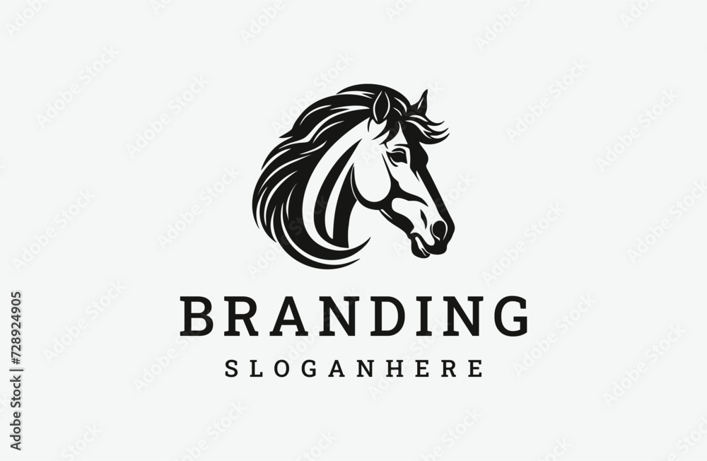 Head horse logo style icon design template flat vector