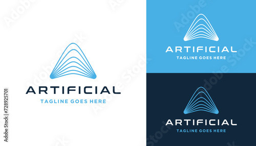 Modern Initial Letter A with Curved Wave Lines For Business Brand Inspiration Logo Design