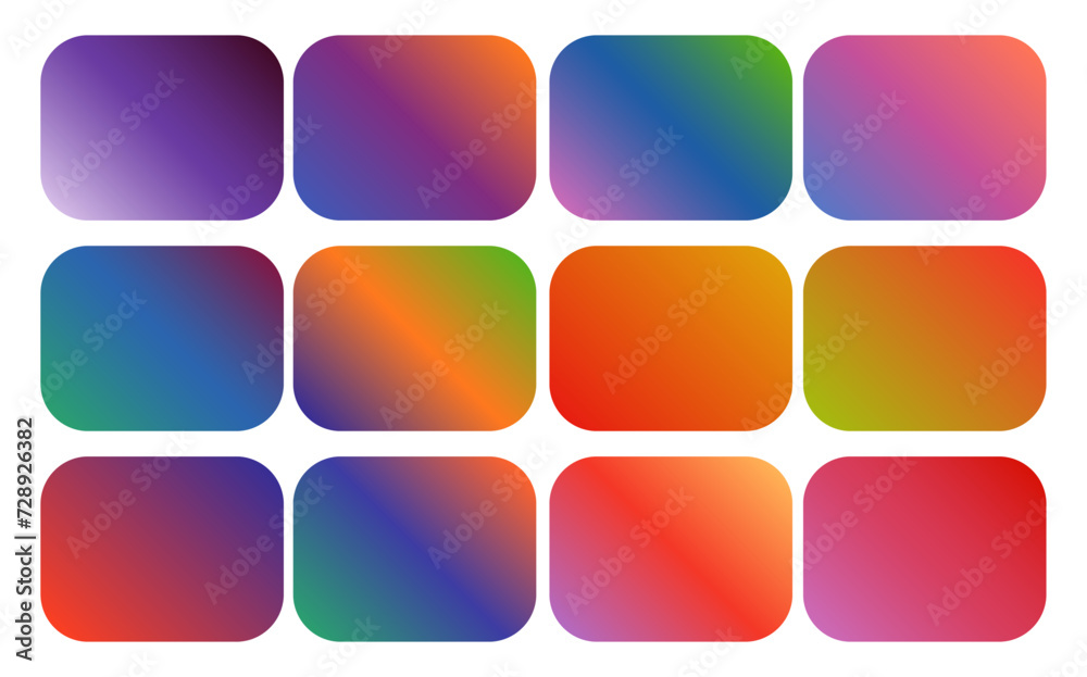 vector set of color Gradient Pallets, color swatch. catalog samples, trendy multicolored pallet