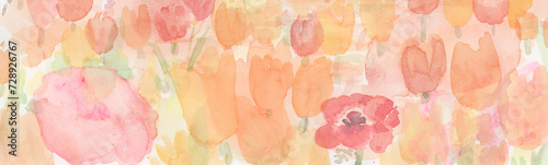 Slika na platnu tulips and anemones watercolor illustration