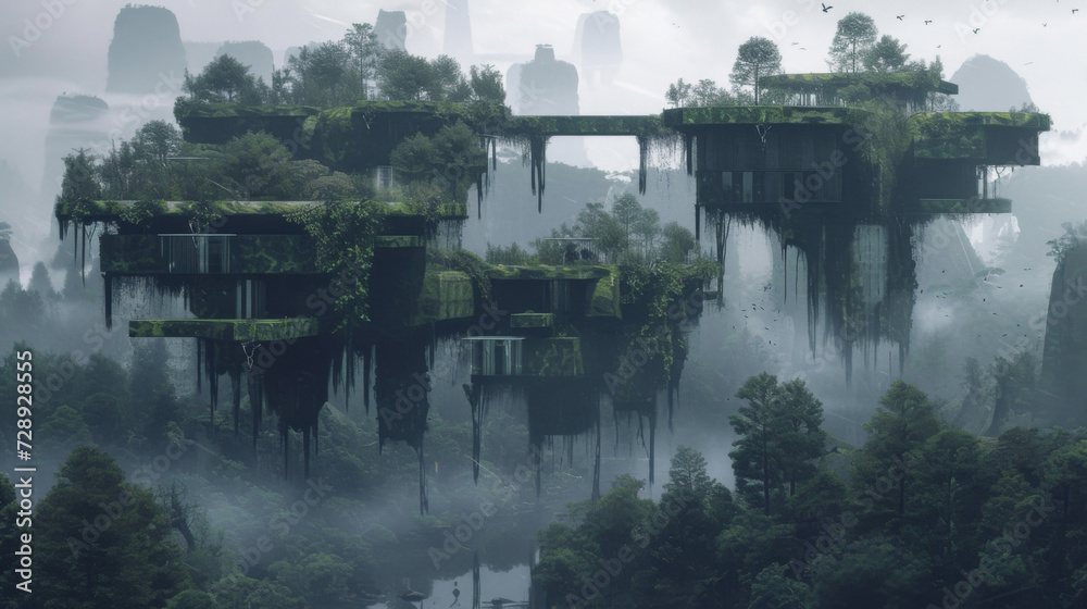 A fusion of manmade structures and natural elements where the modern ...