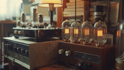 Audio Amplifier with Vacuum Tubes in a Classic Study