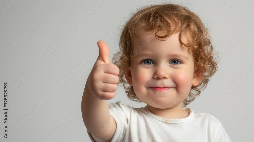 a toddler giving a thumbs up on white background a toddler giving a thumbs up on white background
