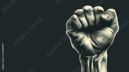 A clenched of fist with black background photo