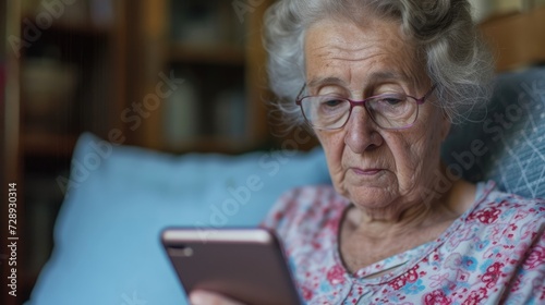 An older woman struggling to keep up with the latest technology feeling left out by her friends.