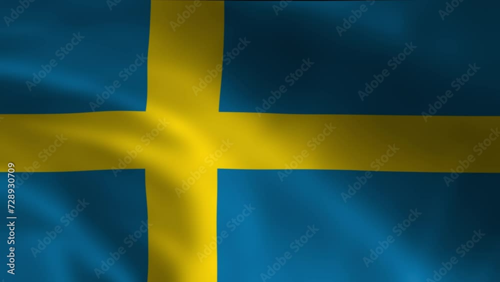 National flag of Sweden waving background animation wrinkled and creased silken National flag of Sweden waving background animation wrinkled and creased silken