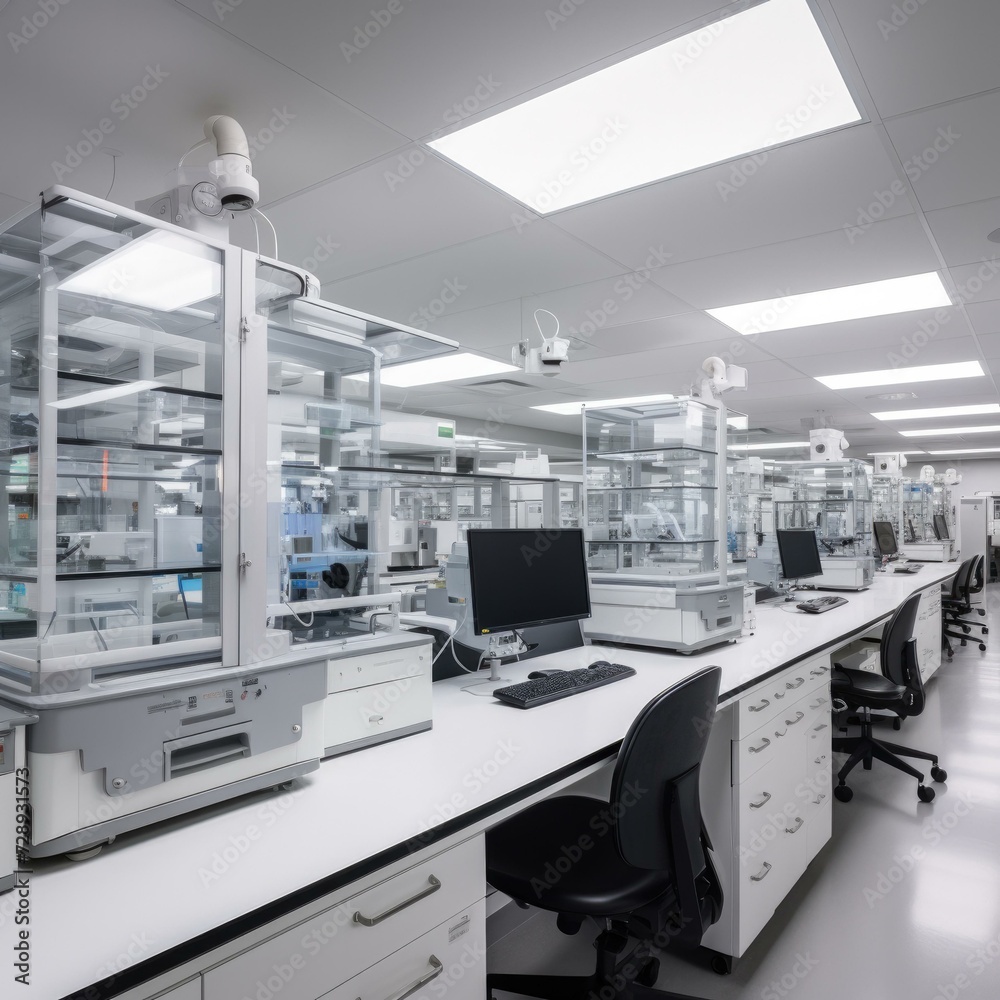 A laboratory with many computers and other equipment. Generative AI. A laboratory with many computers and other equipment. Generative AI.