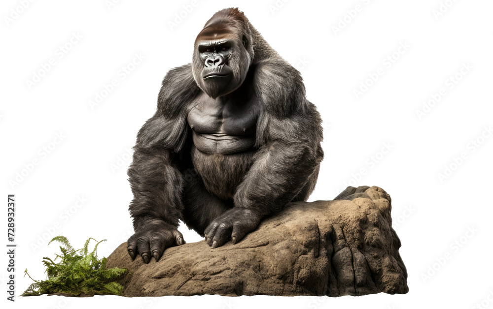 Gorilla Balancing on a Rock isolated on transparent Background