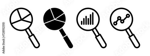Futuristic Analysis Line Icon. Trend Prediction Icon in Black and White Color.