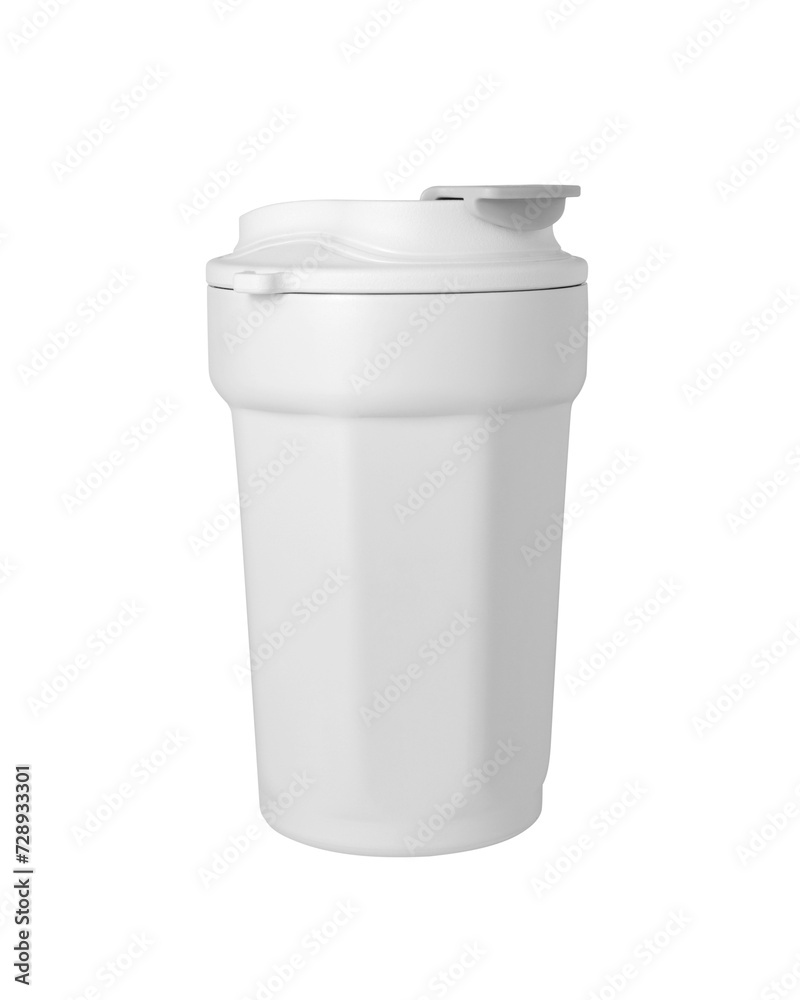 white thermo coffee mug mockup isolated on white background white thermo coffee mug mockup isolated on white background