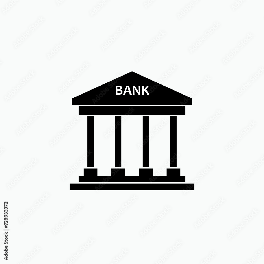 Bank Icon. Finance Building, Investment Board Symbol - Vector. Bank Icon. Finance Building, Investment Board Symbol - Vector.