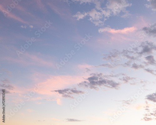 White, Pink and Grey Clouds and Blue Sky