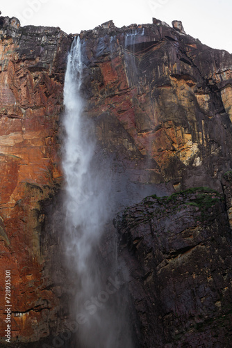 Close-up of Angel Falls from its base lookout. Highest waterfall in the world (979m) in Canaima National Park, Venezuela