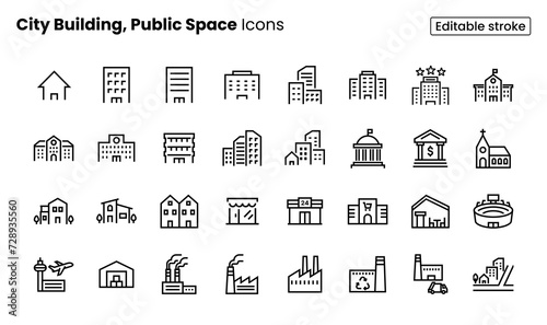  City Building, Public Space Icon Set	
 photo