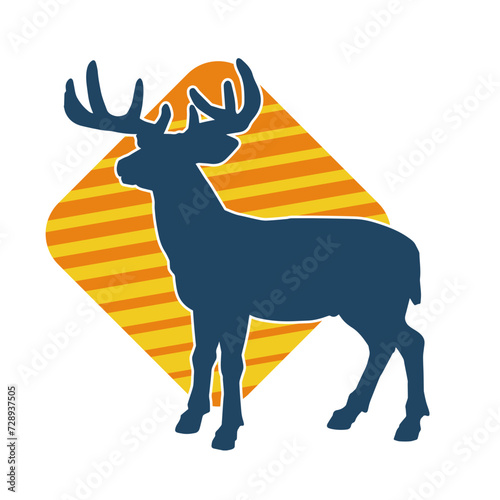 Silhouette of a deer wild forest animal with antlers.