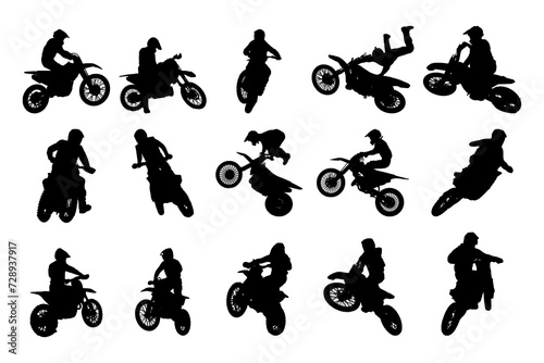 Motocross silhouette vector, suitable for various designs related to motorcycle, motorbike, biker, championship, offroad, motorsport and adventure themes.