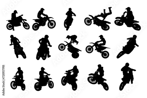 Motocross silhouette vector, suitable for various designs related to motorcycle, motorbike, biker, championship, offroad, motorsport and adventure themes.