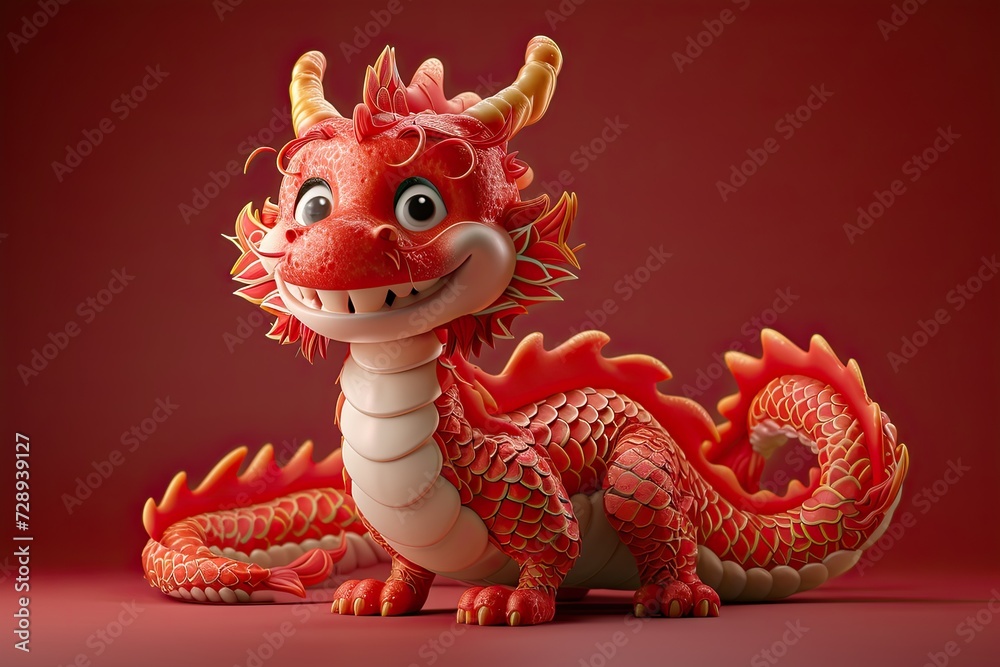 Fototapeta premium New year dragon style smooth 3D