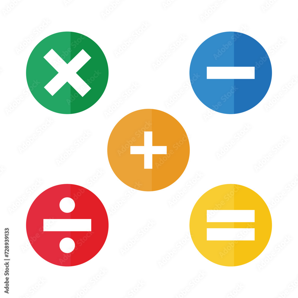 Mathematical colourful icon. math calculation like addition, division, subtraction, multiplication, plus minus button symbol set in eps10. Mathematical colourful icon. math calculation like addition, division, subtraction, multiplication, plus minus button symbol set in eps10.