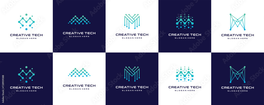 Set Of M logo with modern concept vector for technology, internet, energy, etc