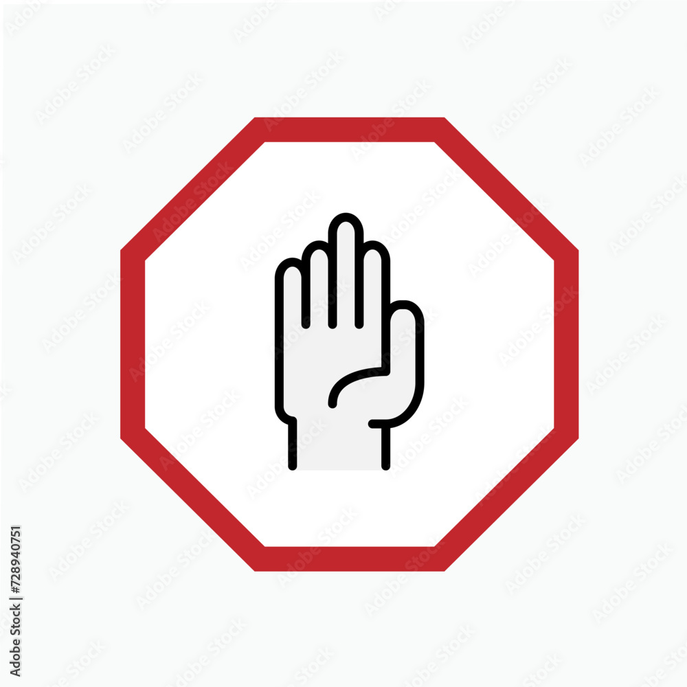 Hand Stop Icon - Vector Sign and Symbol. Hand Stop Icon - Vector Sign and Symbol.