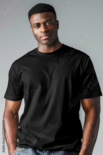Handsome young african american man in black t-shirt