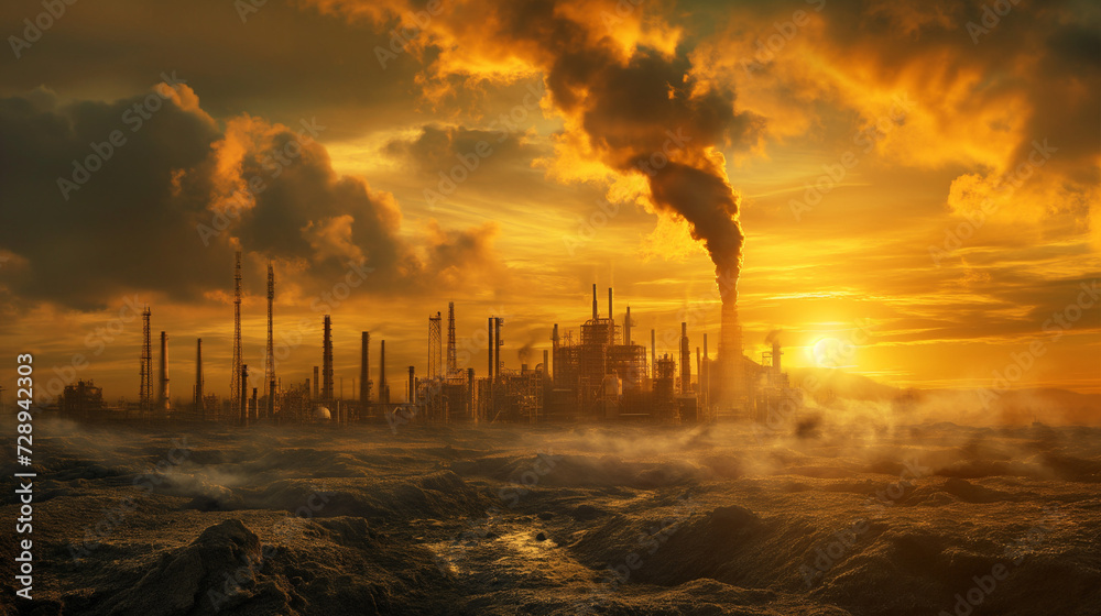 Ecological Shift: Industrialization's Consequences Depicted in an Illustration of Changing Environments