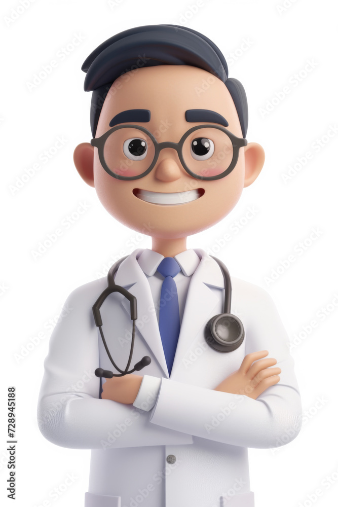 3D doctor medical online consultation avatar healthcare expert icon vector smiling therapist. 