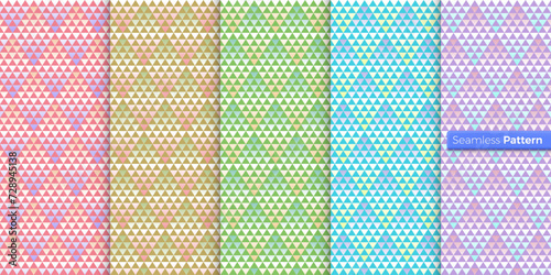 Abstract triangle geometric pattern. rainbow background. contemporary art. symmetric. minimal style. For wallpaper, wrapper, textiles, fabric, clothes, souvenirs, surface. Seamless pattern vector.