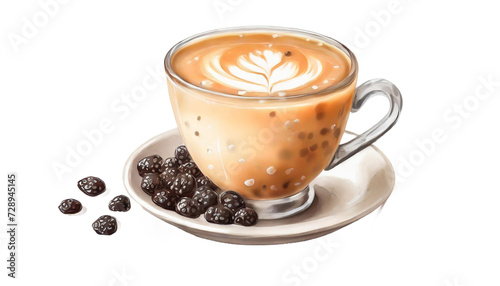 a cup of delicious pearl milk tea on a transparent or white background