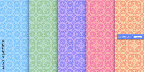 Abstract circle geometric pattern. rainbow background. contemporary art. symmetric. minimal style. For wallpaper, wrapper, textiles, fabric, clothes, souvenirs, surface. Seamless pattern vector.
