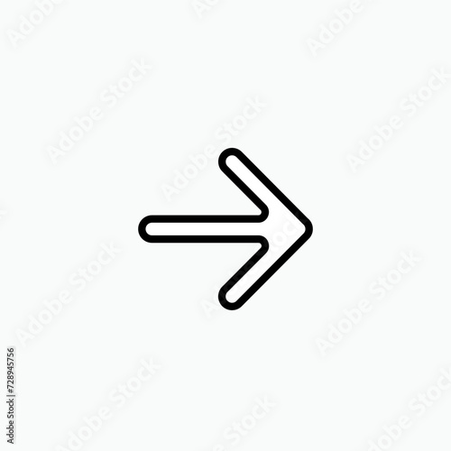 Right Arrow Button. Direction Icon. Guidance Symbol. Recommended Route - Vector. 