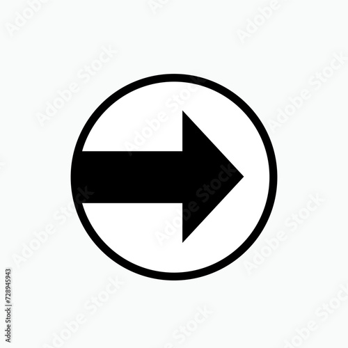 Free Download Right Arrow Button. Direction Icon. Guidance  Symbol. Recommended Route - Vector.  - GFXLoad