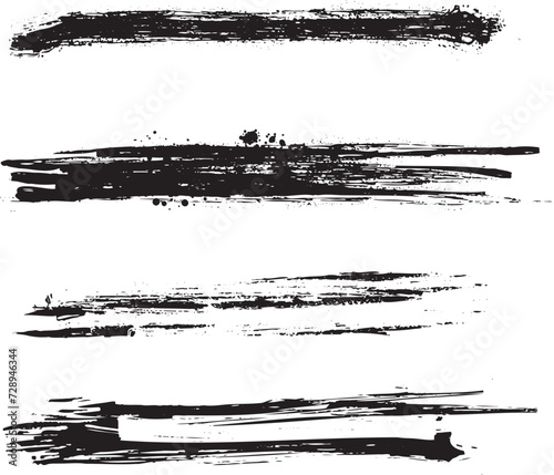 手書き墨ブラシ素材・和風ラインセット2