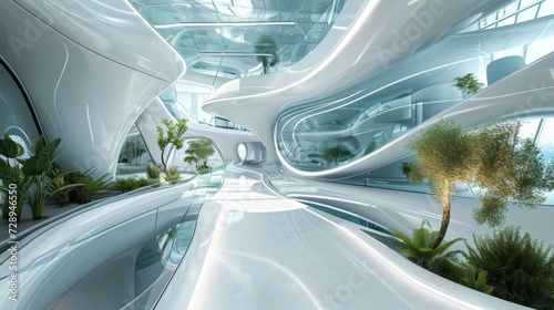 Imaginative and futuristic this office space is brought to life by a stunning skybridge that not only connects different sections but also serves as a focal point embodying