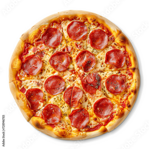 Delicious Whole Pepperoni Pizza Isolated