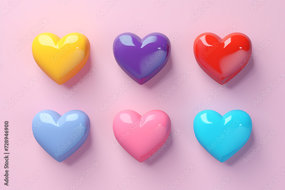Mini Hearts Pastel,Yellow,Purple,Red,Blue,Pink For Valentine Mini Hearts Pastel,Yellow,Purple,Red,Blue,Pink For Valentine