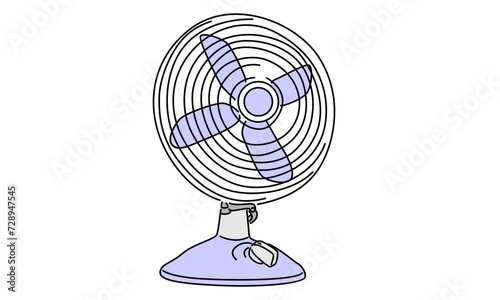 line art color of electric blow fan home appliance vector illustration