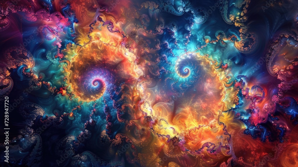 Psychedelic masterpiece with mesmerizing swirling patterns, creating a ...