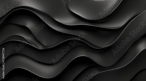 Abstract sophistication with black shiny matte shapes, merging sleekness and mystery seamlessly, Ai Generated.