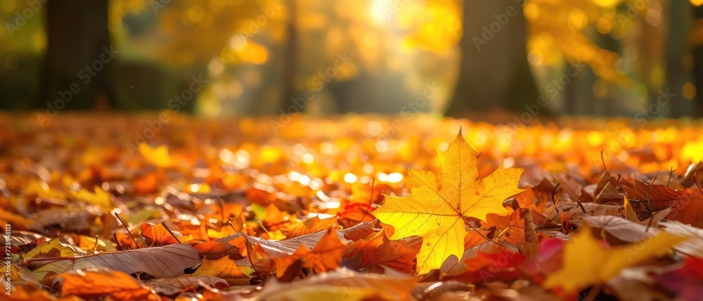 A beautiful autumn park adorned with yellow, red, and orange leaves, a vibrant spectacle, Ai Generated. A beautiful autumn park adorned with yellow, red, and orange leaves, a vibrant spectacle, Ai Generated.