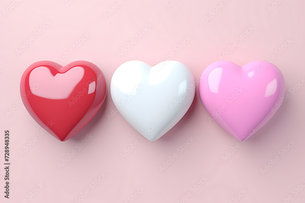 Colorful heart on pink background for valentine
