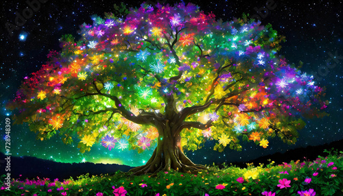 闇に光る花の大樹,アスペクト比16:9 photo