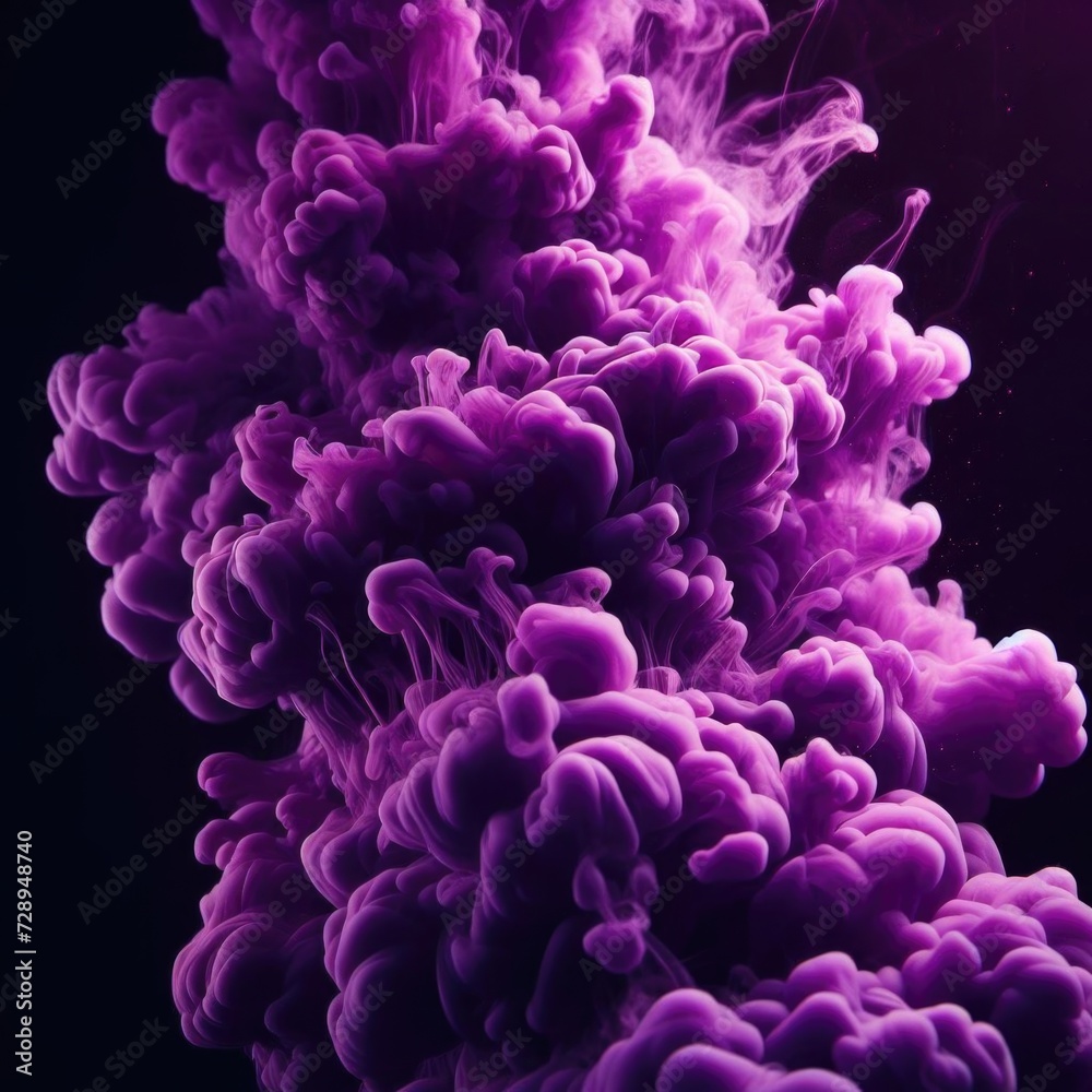 captivating view of purple smoke or ink, swirling and intertwining in a graceful dance